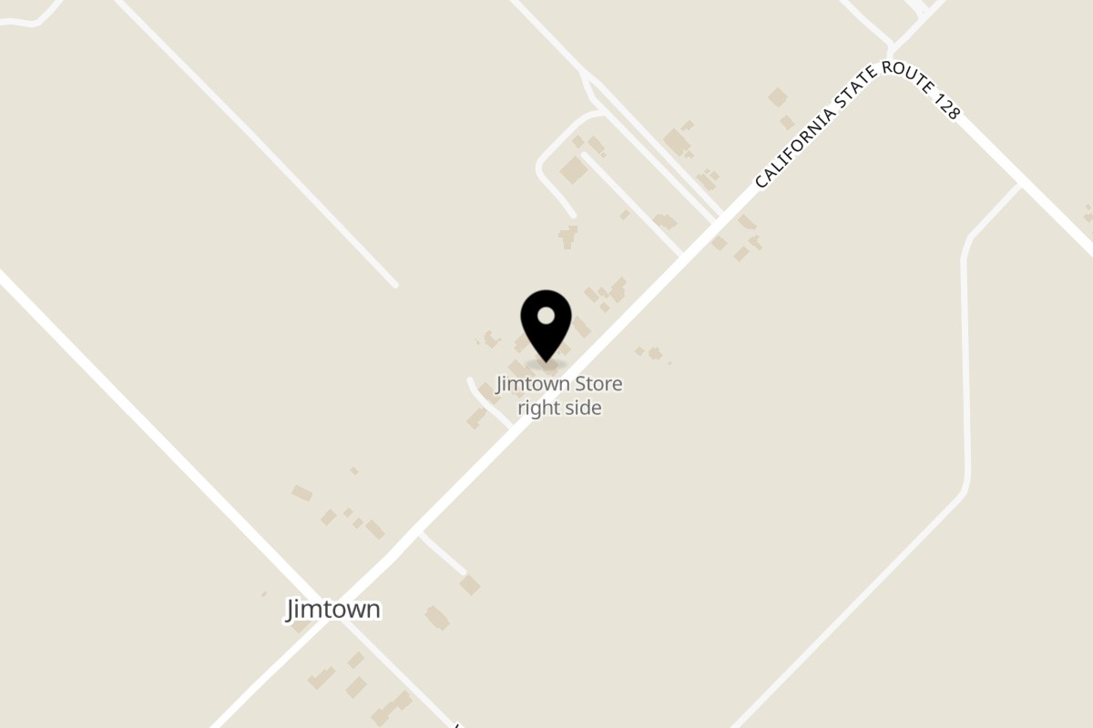 Map showing the location of Jimtown and Then Sum on 6706 California 128 in Healdsburg